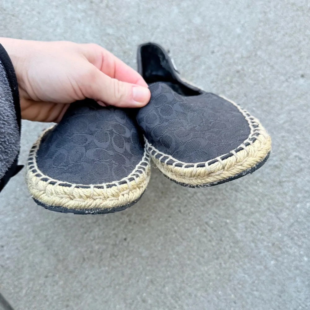 Coach June Signature Logo Espadrille Flats in black woven size 7B